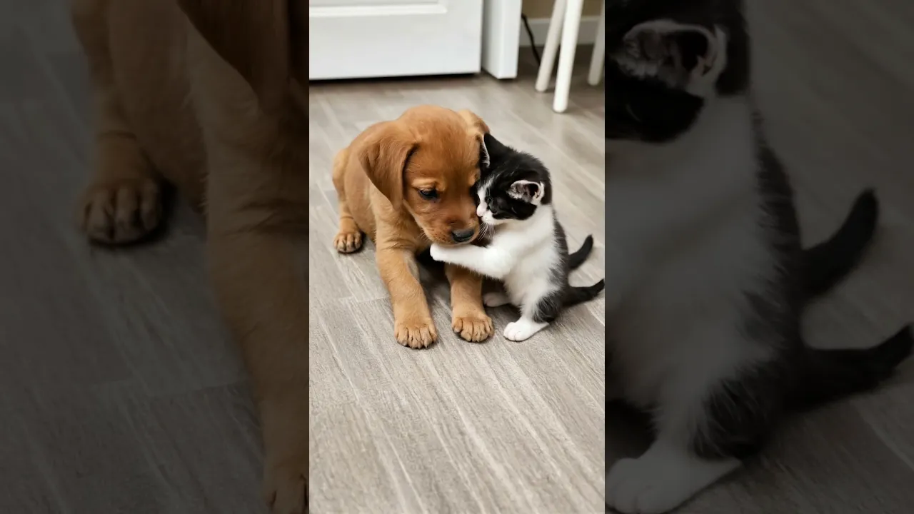 Adorable Kitten and Puppy Playtime! #catlovers #cutecats